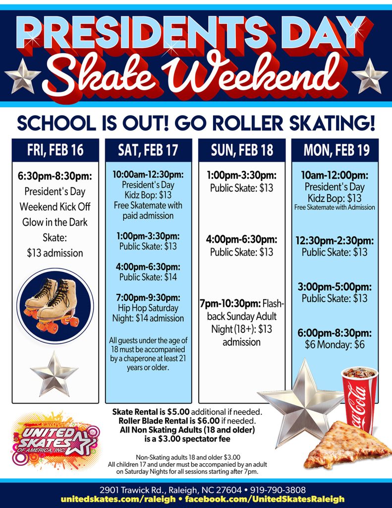 United Skates Raleigh Presidents Day Weekend 2024