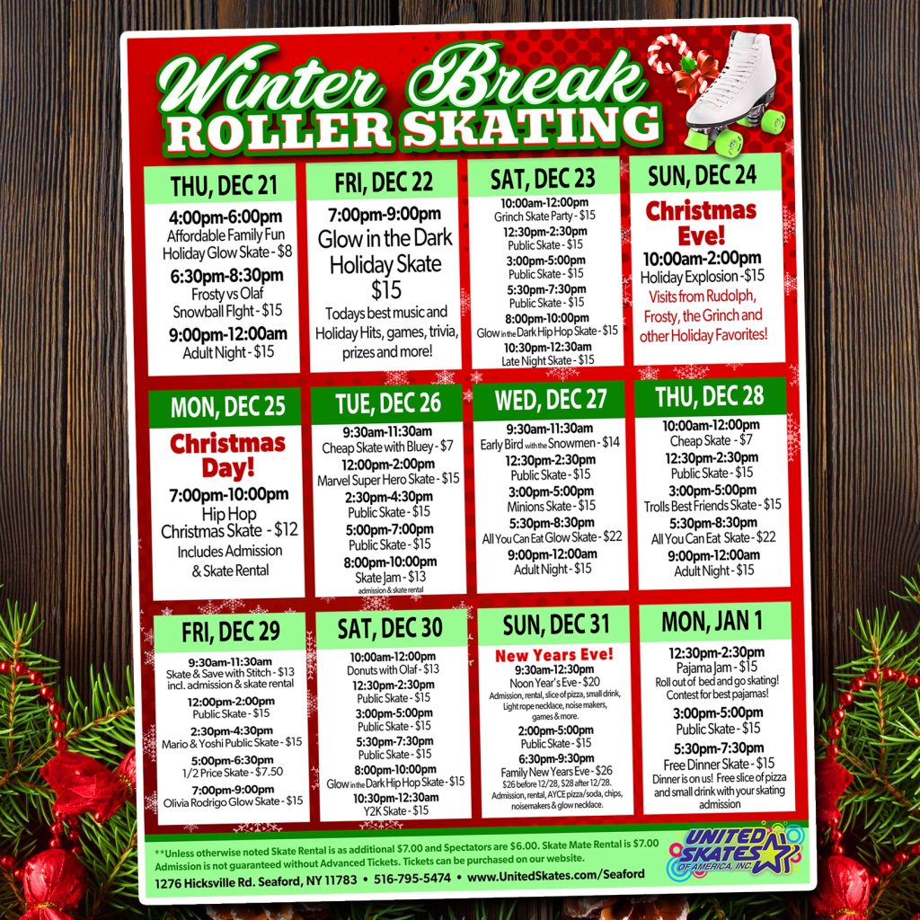 United Skates Seaford Winter Break Calendar