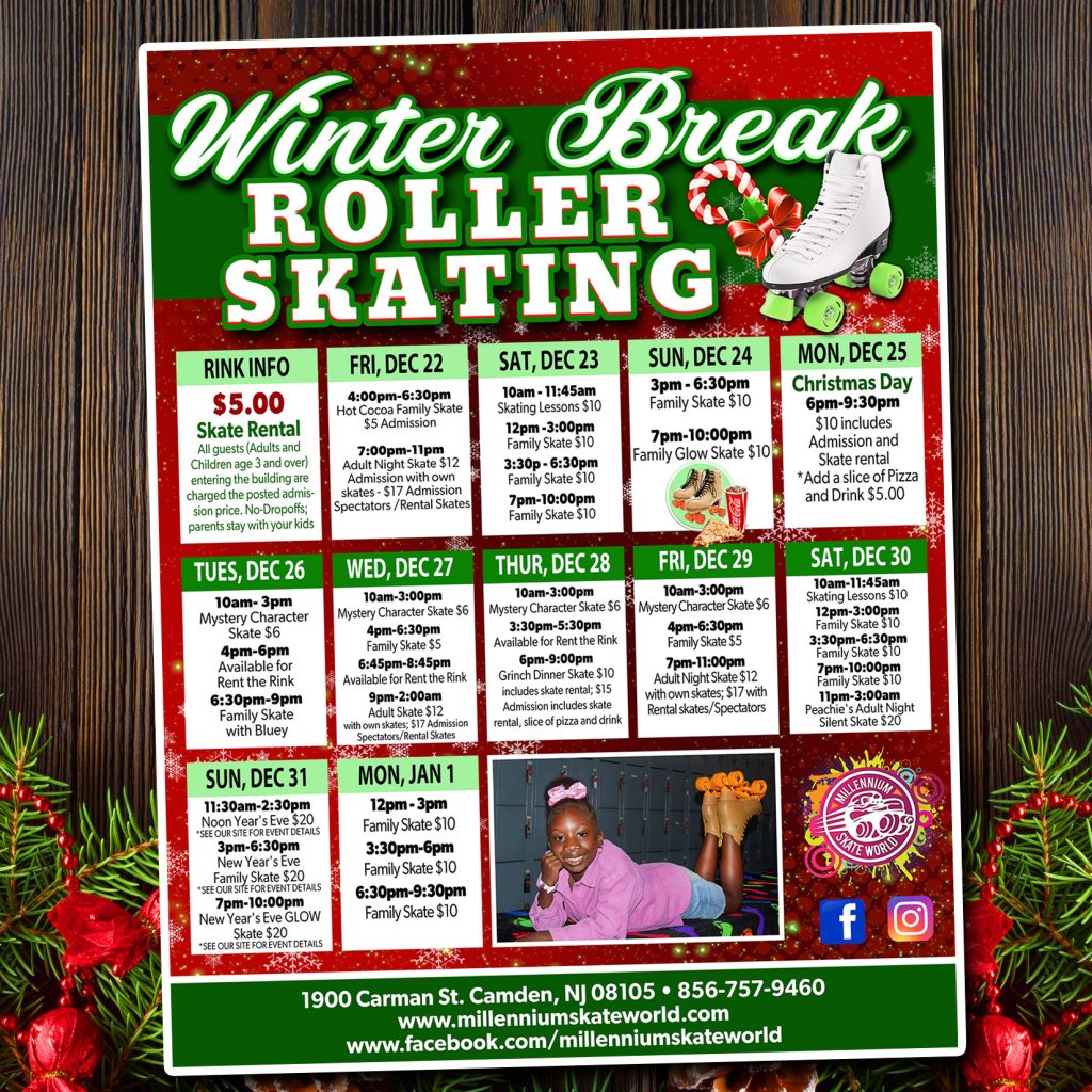 Millennium Skate World Winter Break Calendar