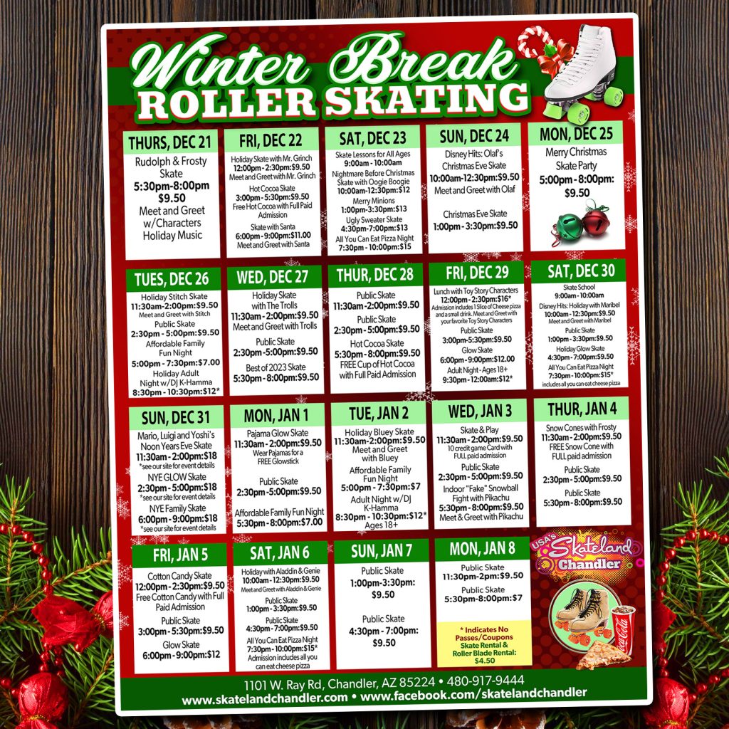 Skateland Chandler Winter Break Calendar