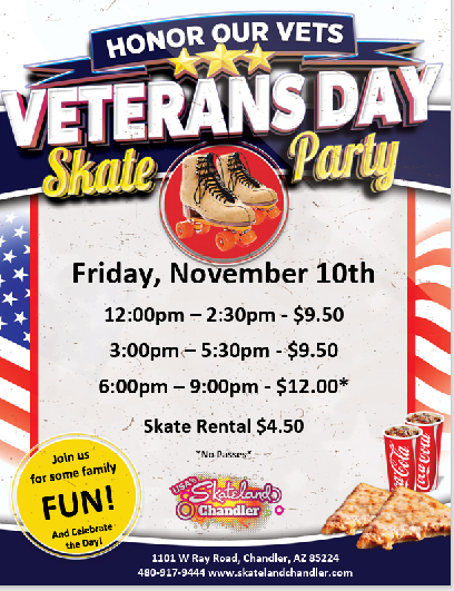 Schools Out Veterans Day at Skateland Chandler