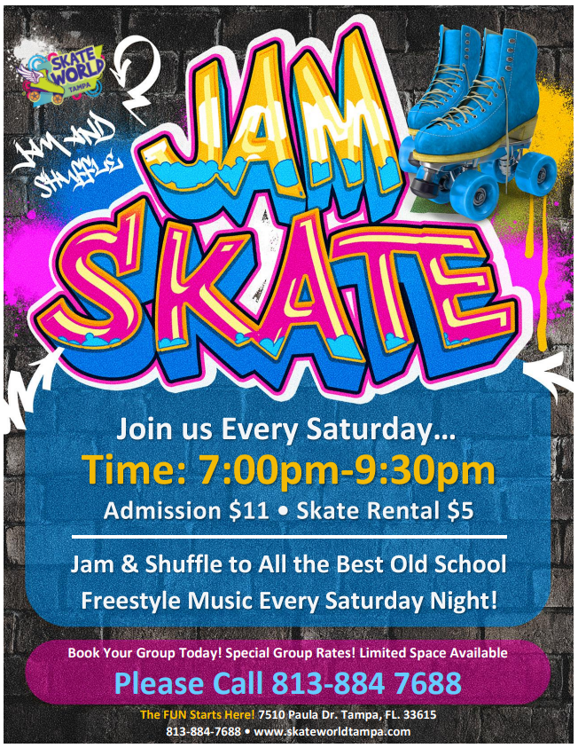 Saturday Night Jam Skate at Skateworld Tampa!